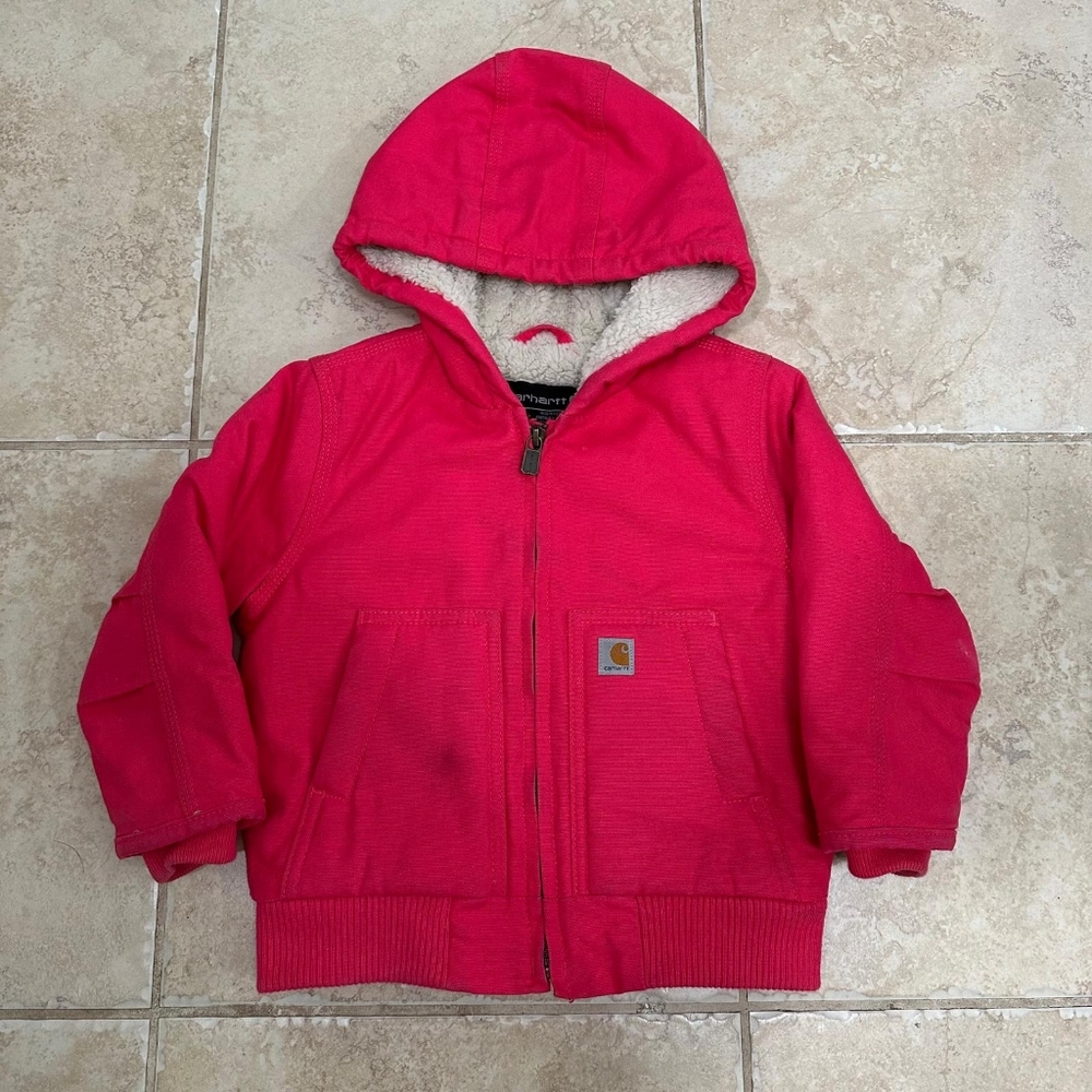 Carhartt Girls Toddler Canvas Sherpa Lined Hooded Jacket